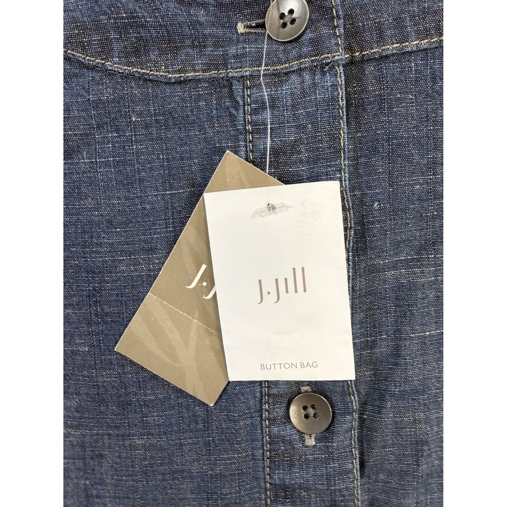 J. Jill Denim Chambray Henley Shift Dress XL Blue Roll Tab Sleeve Pockets NWT - Picture 5 of 10